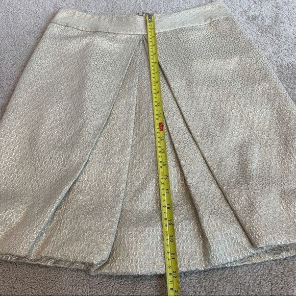 PINK Tartan cream gold metallic jacquard pleated skirt Sz 8 NWOT - Picture 10 of 12